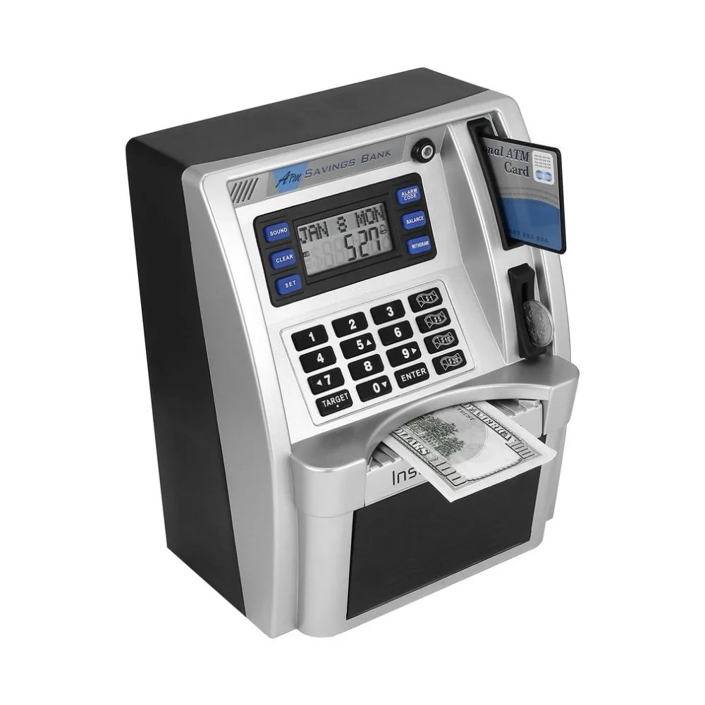 ABS ATM Savings Bank Toys Kids Talking Insert Bills Perfect for Gift Own Personal Cash Point Drop Shipping | Дом и сад