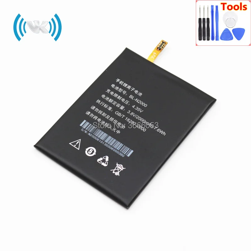 VK 2000mAh/7.6Wh 3 8 V BL N2000 Аккумулятор для fly BL4029 IQ4412 Quad Coral Gionee Elife E5 мобильный телефон