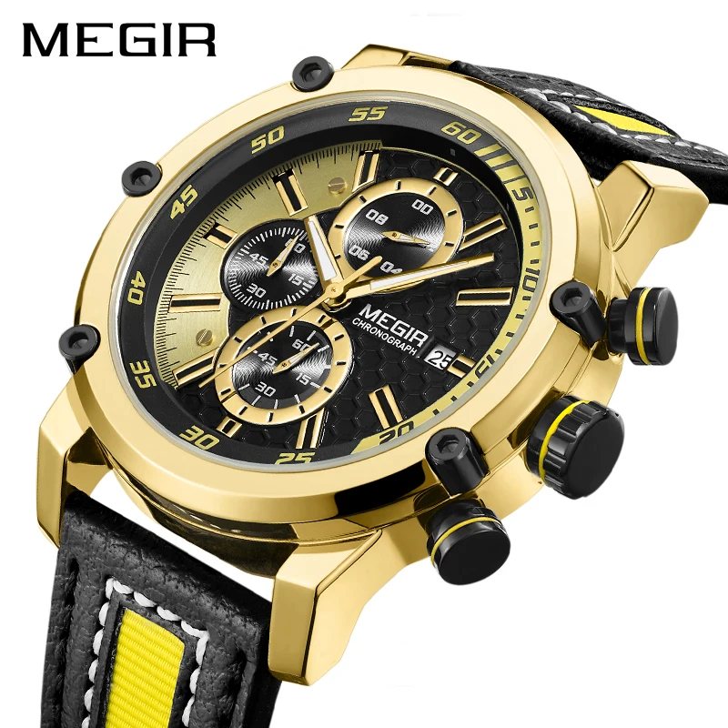 Creative MEGIR Chronograph Sport Men Watch Luxury Quartz Watches Men Clock Army Military Wristwatches Hour Relogio Masculino
Creative MEGIR Chronograph Sport Men Watch Luxury Quartz Watches Men Clock Army Military Wristwatches Hour Relogio Masculino
