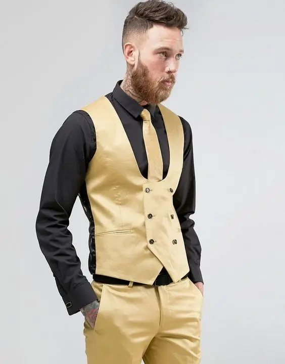 2017 Latest Coat Pant Designs Gold Double Breasted Men Suit Slim Fit 2 Piece Tuxedo Custom Groom Suits Terno Masculino Vest+Pant
2017 Latest Coat Pant Designs Gold Double Breasted Men Suit Slim Fit 2 Piece Tuxedo Custom Groom Suits Terno Masculino Vest+Pant