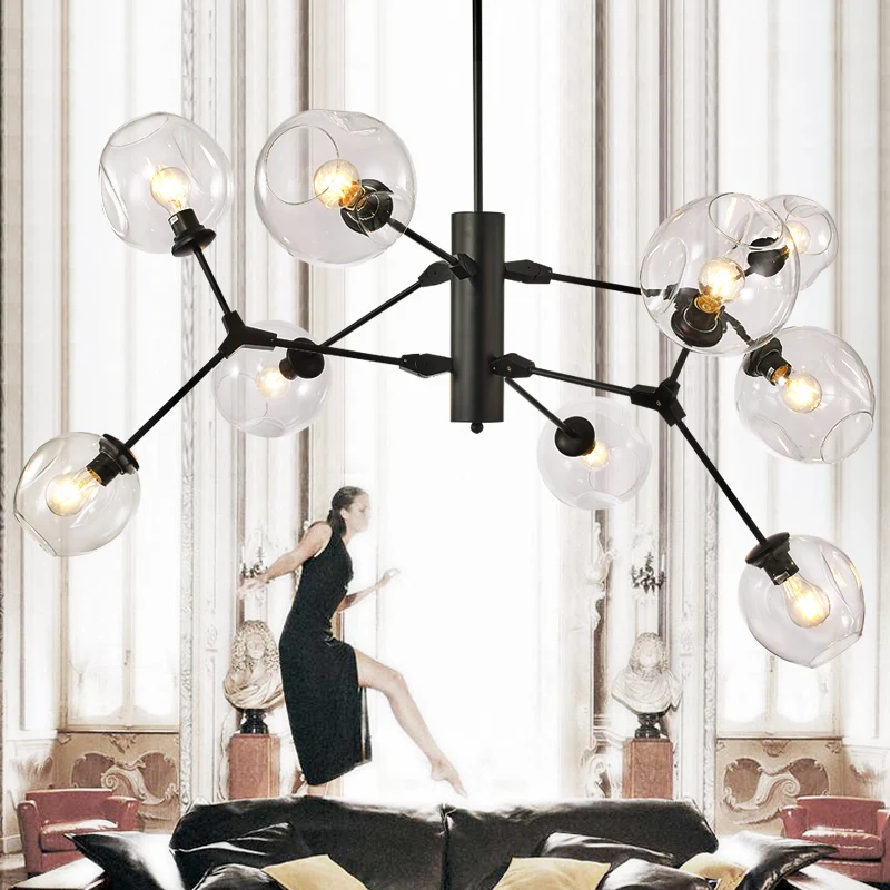 New Modern Chandelier Home Stores Decorative Chandelier E27 Black & Gold Glass Suspension Chandelier AC110-240V
New Modern Chandelier Home Stores Decorative Chandelier E27 Black & Gold Glass Suspension Chandelier AC110-240V