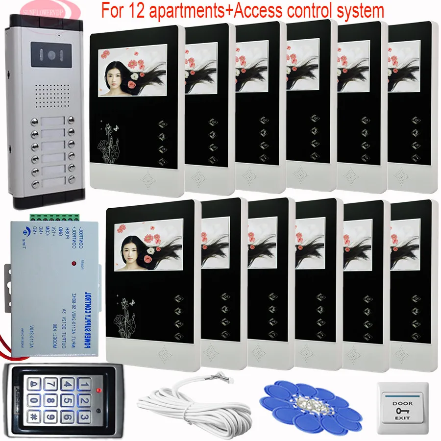 

Домашний видеодомофон 4,3 дюйма 12 квартир система связи домофон камера видео дверной звонок клавиатура система контроля доступа CCD камера
