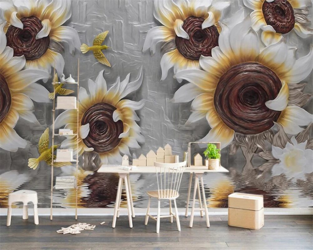 Beibehang European 3D Relief Three-dimensional Sunflower Flower Rich TV Background Living Room Bedroom wallpaper for walls 3 d
Beibehang European 3D Relief Three-dimensional Sunflower Flower Rich TV Background Living Room Bedroom wallpaper for walls 3 d