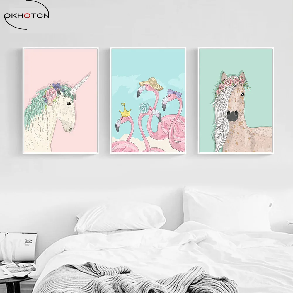 Cartoon Girl Unicorn Flamingo Poster and Print Wall Art Canvas Painting Nordic Style Nursery Picture for Living Room
Cartoon Girl Unicorn Flamingo Poster and Print Wall Art Canvas Painting Nordic Style Nursery Picture for Living Room