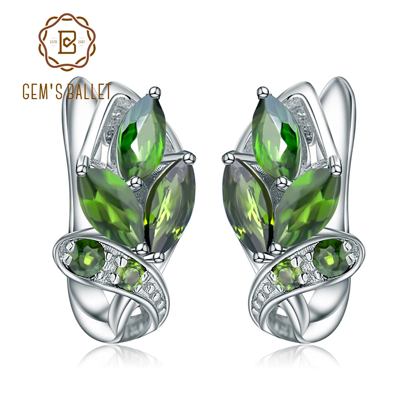 GEM'S BALLET 3.11Ct Natural Chrome Diopside Leaf Stud Earrings 100% 925 Sterling Silver Gemstone Earrings for Women Fine Jewelry
GEM'S BALLET 3.11Ct Natural Chrome Diopside Leaf Stud Earrings 100% 925 Sterling Silver Gemstone Earrings for Women Fine Jewelry