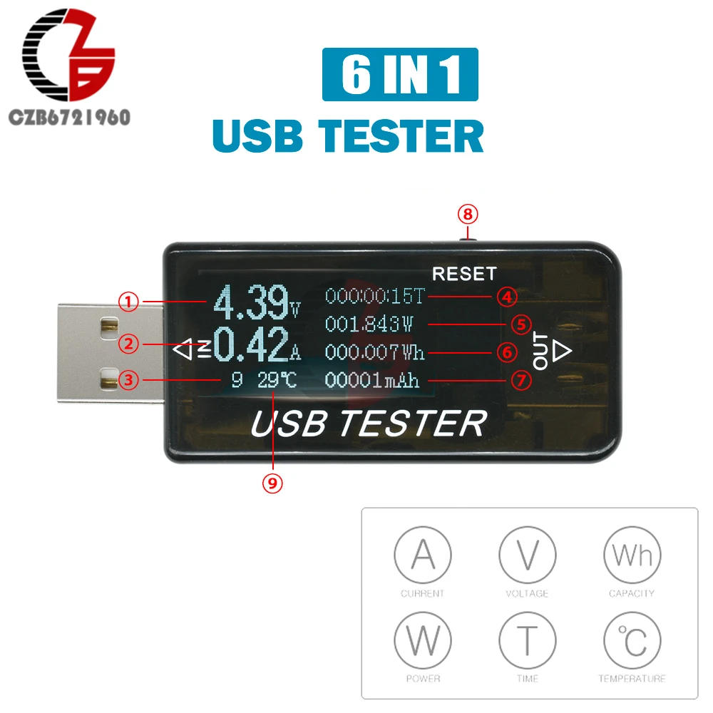 USB-тестер 6-в-1, цифровой вольтметр-амперметр с ЖК дисплеем, измеритель мощности, температуры, напряжения, емкости батареи
USB-тестер 6-в-1, цифровой вольтметр-амперметр с ЖК дисплеем, измеритель мощности, температуры, напряжения, емкости батареи