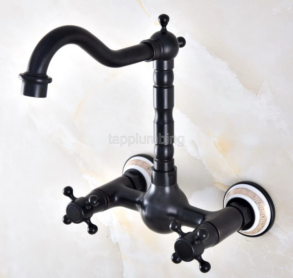 Oil Rubbed Brass Basin Faucets Wall Mount Kitchen Bathroom Sink Faucet Dual Handle Swivel Spout Hot Cold Water Mixer Tap tnf879
Oil Rubbed Brass Basin Faucets Wall Mount Kitchen Bathroom Sink Faucet Dual Handle Swivel Spout Hot Cold Water Mixer Tap tnf879