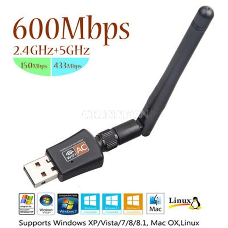 50 шт./лот 600 Мбит/с двухдиапазонный 2 4/5 ГГц беспроводной USB Wi-Fi сетевой адаптер с