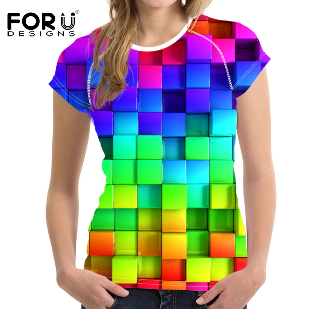 FORUDESIGNS Fashion Women Casual T-Shirt Colorful Checkered Printing Brand Designer Ladies Comfortable Round Neck Short Sleeve
FORUDESIGNS Fashion Women Casual T-Shirt Colorful Checkered Printing Brand Designer Ladies Comfortable Round Neck Short Sleeve