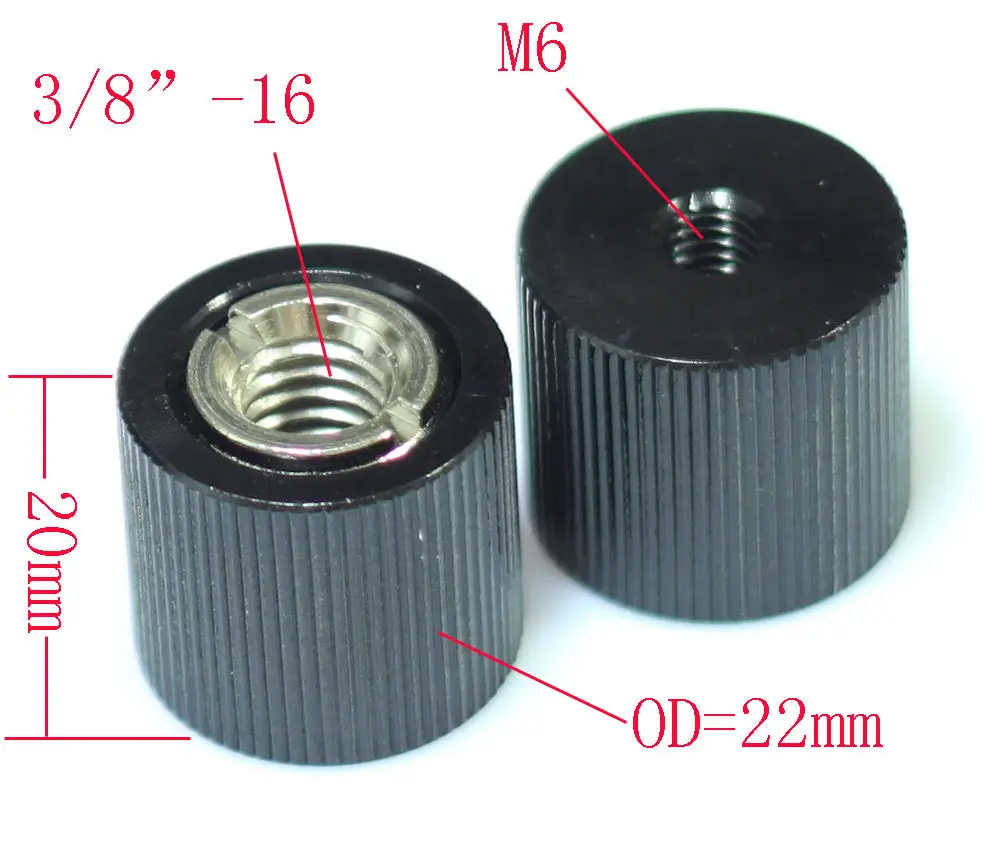 2x Thread Adapter Microphone Stand 3/8"-16 Female to M6 female for camera tripod
2x Thread Adapter Microphone Stand 3/8"-16 Female to M6 female for camera tripod