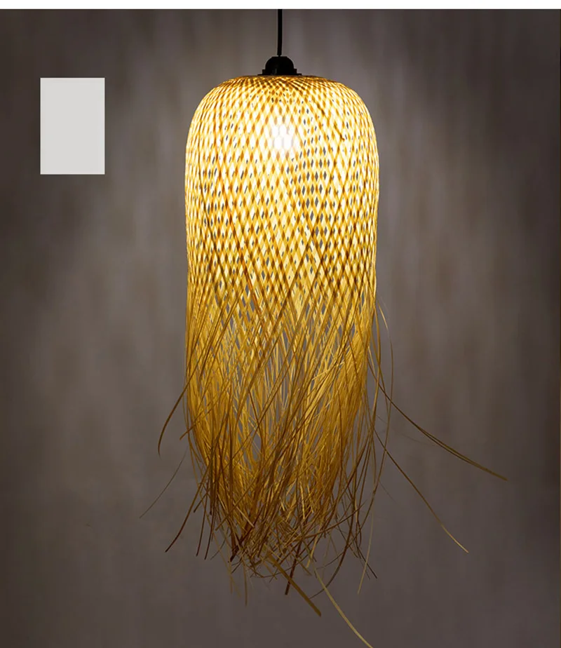 Creative personality bamboo woven chandelier Chinese zen lamp tea room restaurant hotel homestay art style shade | Лампы и освещение