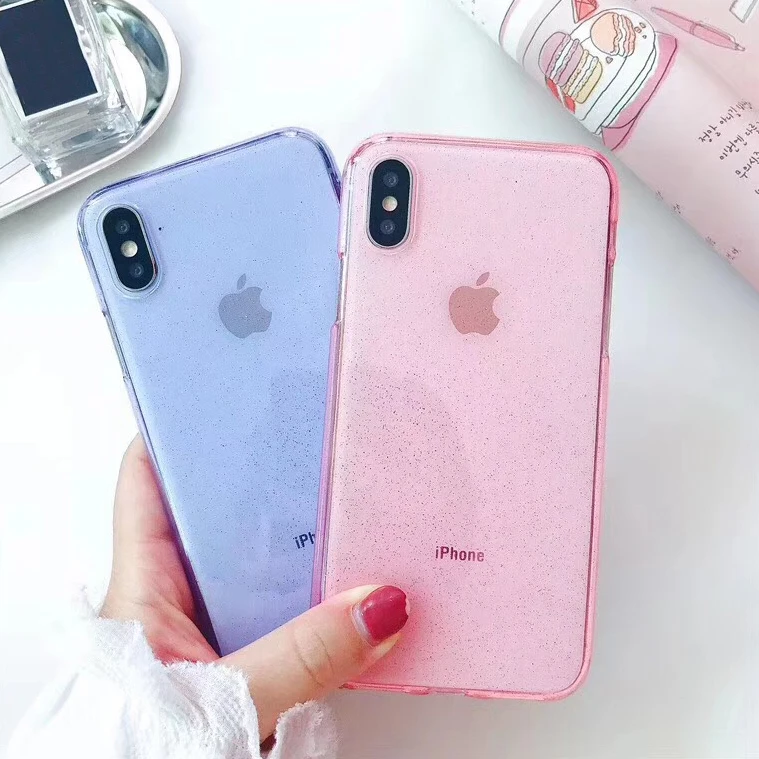 Простой Ультратонкий Прозрачный блестящий мягкий чехол для телефона iPhone 6 6S 7 8 Plus