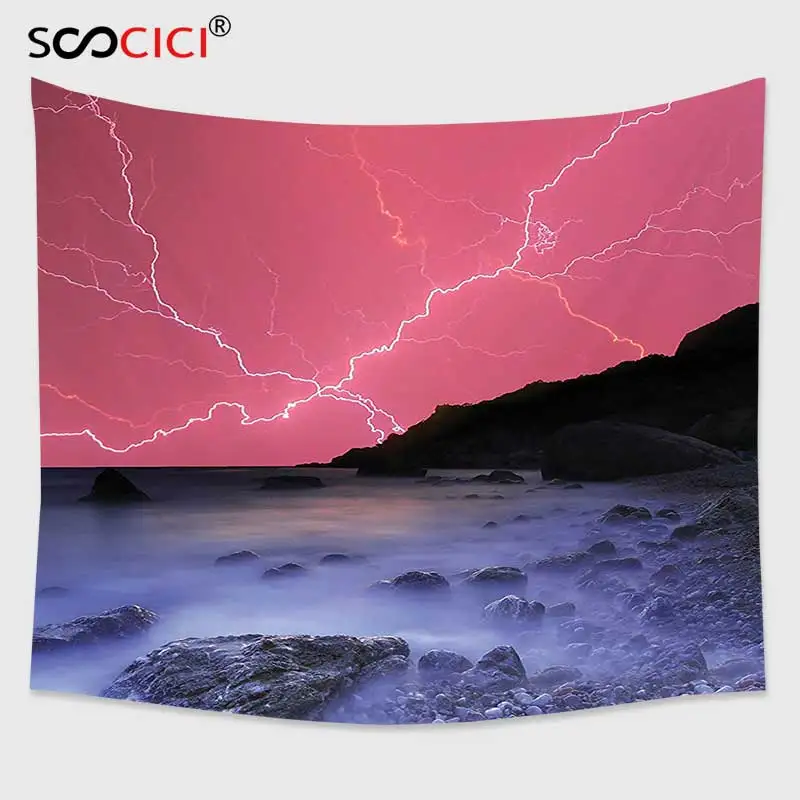 Cutom Tapestry Wall Hanging,Lake House Decor Thunderstorm Bolts with Vivid Colorful Sky Like Solar Lights Phenomenal Nature
Cutom Tapestry Wall Hanging,Lake House Decor Thunderstorm Bolts with Vivid Colorful Sky Like Solar Lights Phenomenal Nature