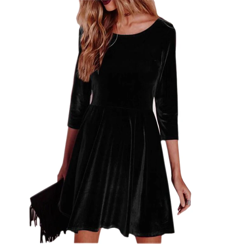 Plus Size Women Velvet Dress Autumn Winter Dress Three Quarter Solid Party Dresses Warm Sexy Mujer Femininos Lx138
Plus Size Women Velvet Dress Autumn Winter Dress Three Quarter Solid Party Dresses Warm Sexy Mujer Femininos Lx138