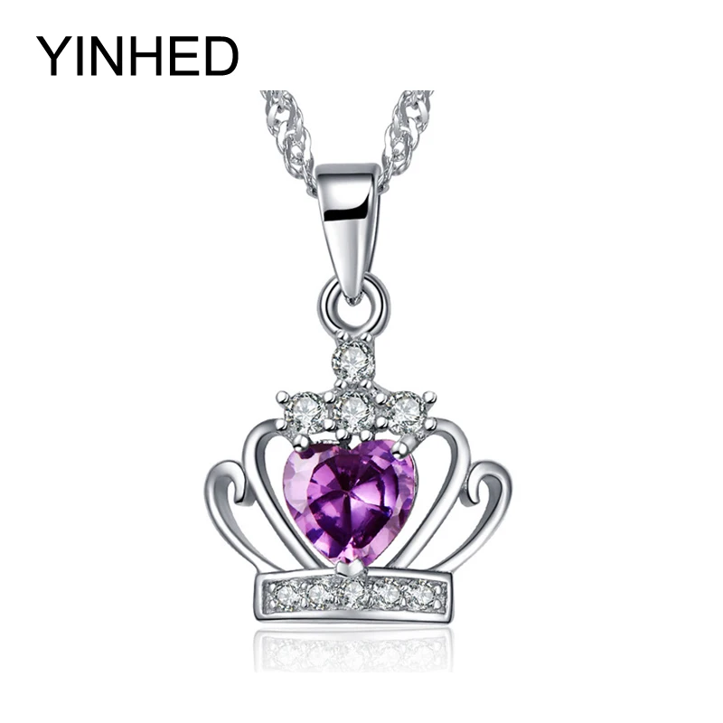 YINHED Elegant Crown Pendant Necklace 100% 925 Sterling Silver Jewelry Crystal Heart Pendant Necklace for Women ZN027
YINHED Elegant Crown Pendant Necklace 100% 925 Sterling Silver Jewelry Crystal Heart Pendant Necklace for Women ZN027