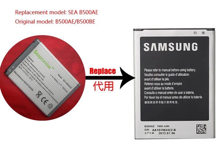 wholesale 100PCS battery B500AE for Galaxy S4 Mini i9190 i9195 I257 I9192 SHV-E370 SHV-E370D i9198 L520 SCH-I435 i9197X I9197 | Мобильные