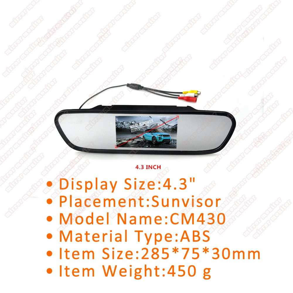 4.3 inch Car Parking Monitor HD display TFT LCD Car Rearview Mirror Monitor Screen reversing priority
4.3 inch Car Parking Monitor HD display TFT LCD Car Rearview Mirror Monitor Screen reversing priority