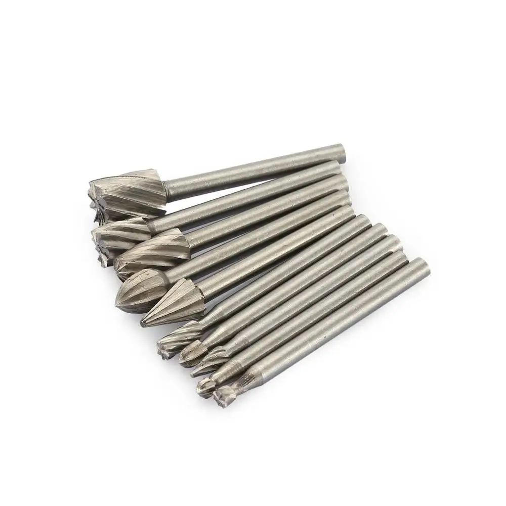 10 Pcs/Set Portable Useful High Speed Steel Burr Grinding Bit Wood Carving Rasps Dremel Drill Bit Tools For 1/8' Shank Tool
10 Pcs/Set Portable Useful High Speed Steel Burr Grinding Bit Wood Carving Rasps Dremel Drill Bit Tools For 1/8' Shank Tool