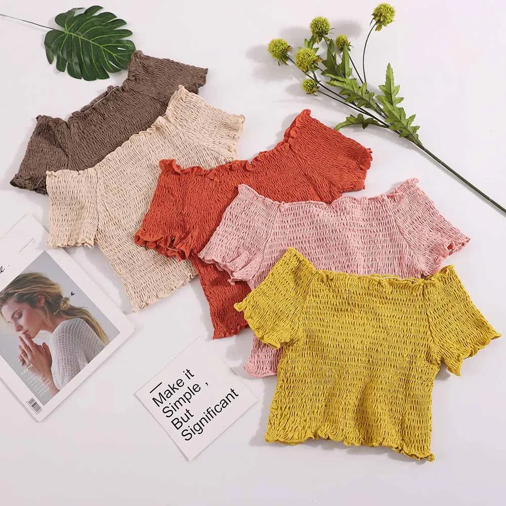 2024 Summer Women Slash Neck Flare Sleeve Basic Crop Short Ruffle Shirt Lady Elastic Slim Pullover Striped Sexy Mini Blouse Tops
2024 Summer Women Slash Neck Flare Sleeve Basic Crop Short Ruffle Shirt Lady Elastic Slim Pullover Striped Sexy Mini Blouse Tops