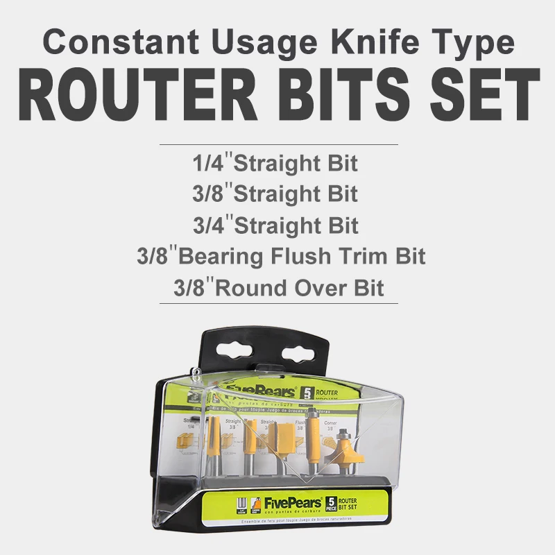 5PCS 1/4" Router Bits Set Milling Cutters for woodworking tool Tungsten Carbide Wood Cutters with Portable Hook Box FIVEPEARS
5PCS 1/4" Router Bits Set Milling Cutters for woodworking tool Tungsten Carbide Wood Cutters with Portable Hook Box FIVEPEARS