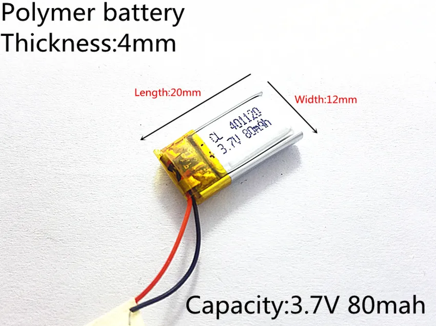 3.7V,80mAH,401220 PLIB; polymer lithium ion / Li-ion battery for GPS,mp3,mp4,mp5,dvd,bluetooth,model toy mobile bluetooth
3.7V,80mAH,401220 PLIB; polymer lithium ion / Li-ion battery for GPS,mp3,mp4,mp5,dvd,bluetooth,model toy mobile bluetooth