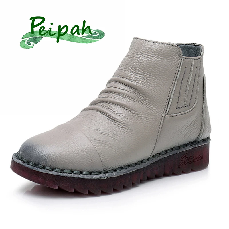 PEIPAH Designer Brand Handmade Women Ankle Boots Genuine Leather Winter Women Boots Botas Mujer Solid Snow Boots Flat Shoes
PEIPAH Designer Brand Handmade Women Ankle Boots Genuine Leather Winter Women Boots Botas Mujer Solid Snow Boots Flat Shoes