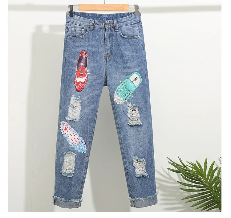 Women O-neck Fly Knee-length Real Cotton Beading Free Shipping 2021 Pants New Beaded Sequins Short Sleeve Jeans 
Women O-neck Fly Knee-length Real Cotton Beading Free Shipping 2021 Pants New Beaded Sequins Short Sleeve Jeans