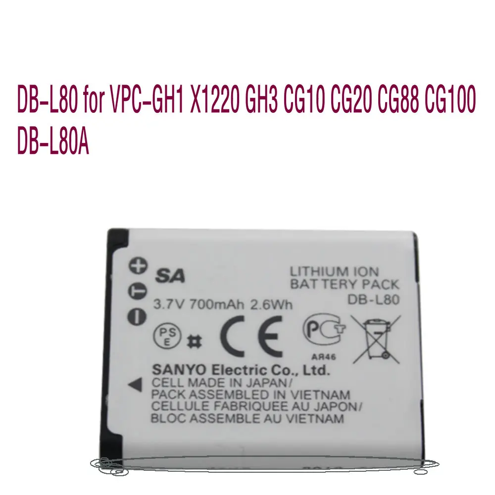 

original DB-L80 High quality Replacement Battery for Sanyo VPC-GH1 X1220 GH3 CG10 CG20 CG88 CG100 DB-L80A 700mah digital camera