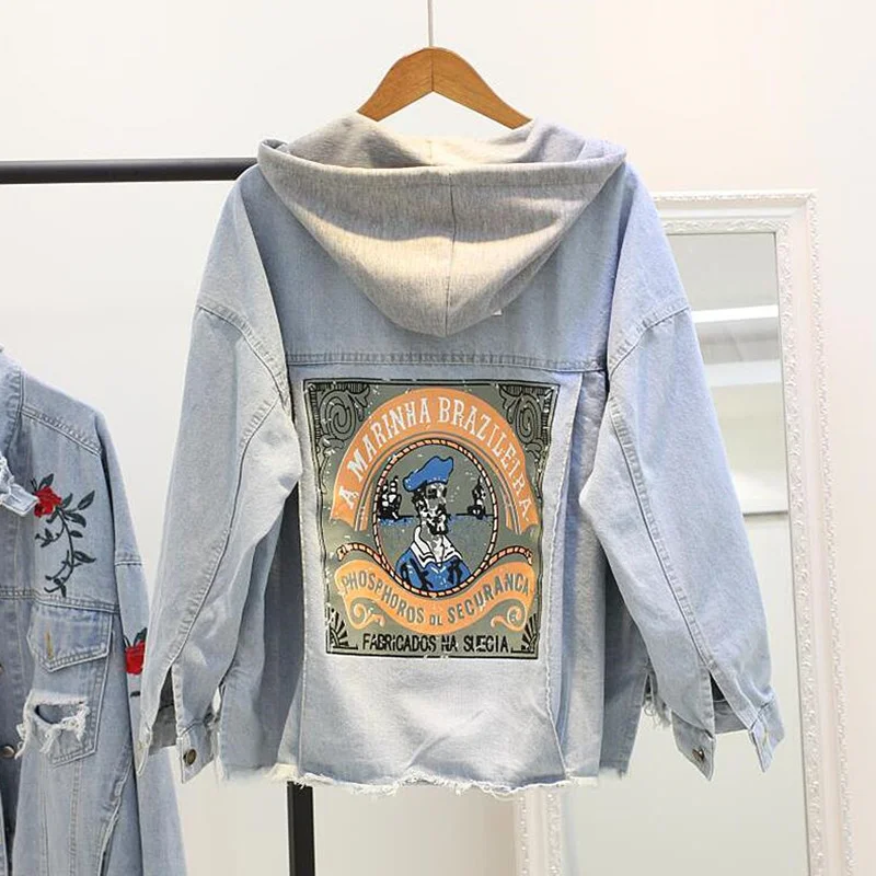 Spring Autumn Jeans Jacket Women 2018 Hooded Jean Jacket Coat Female Ripped Boyfriend Denim Jackets Casual Patchwork Jacket
Spring Autumn Jeans Jacket Women 2018 Hooded Jean Jacket Coat Female Ripped Boyfriend Denim Jackets Casual Patchwork Jacket