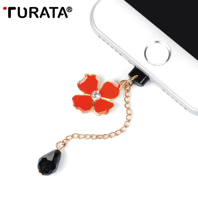 TURATA Flower Rhinestone Anti Dust Plug Mobile Phone Dustproof For iPhone Samsung Huawei Xiaomi 3.5mm Earphone |