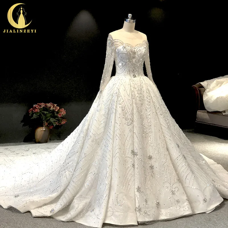 JIALINZEYI Real Picture luxurious Long Sleeves High Quality Crystal A-line Court Long Wedding Dresses wedding gown dress
JIALINZEYI Real Picture luxurious Long Sleeves High Quality Crystal A-line Court Long Wedding Dresses wedding gown dress