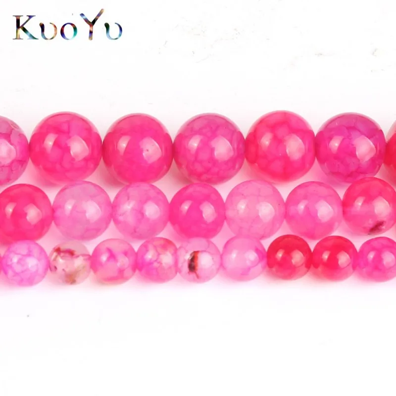 Natural Stone Rose Red Dragon Fire Vein Agates Round Loose Beads 15&quot6/8/10mm Pick Size For Jewelry Making Diy Bracelet Necklace |