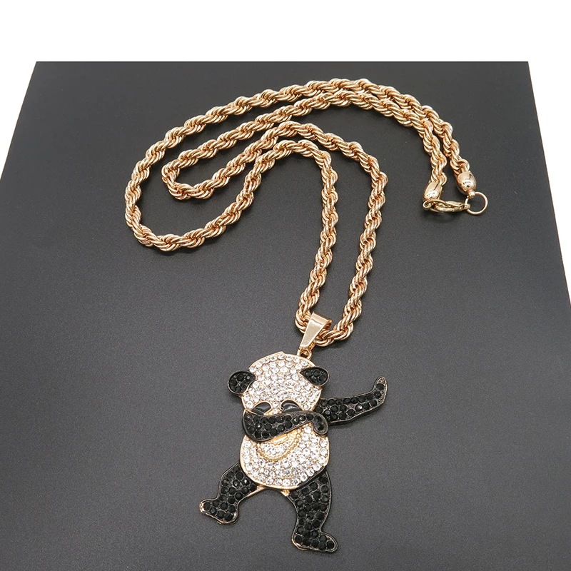 Gold Color Rhinestone Luxury Hip Hop Dancing Funny Animal Panda Pendant Iced out Rock Hip Hop Necklaces for Mens Jewelry Gifts
Gold Color Rhinestone Luxury Hip Hop Dancing Funny Animal Panda Pendant Iced out Rock Hip Hop Necklaces for Mens Jewelry Gifts
