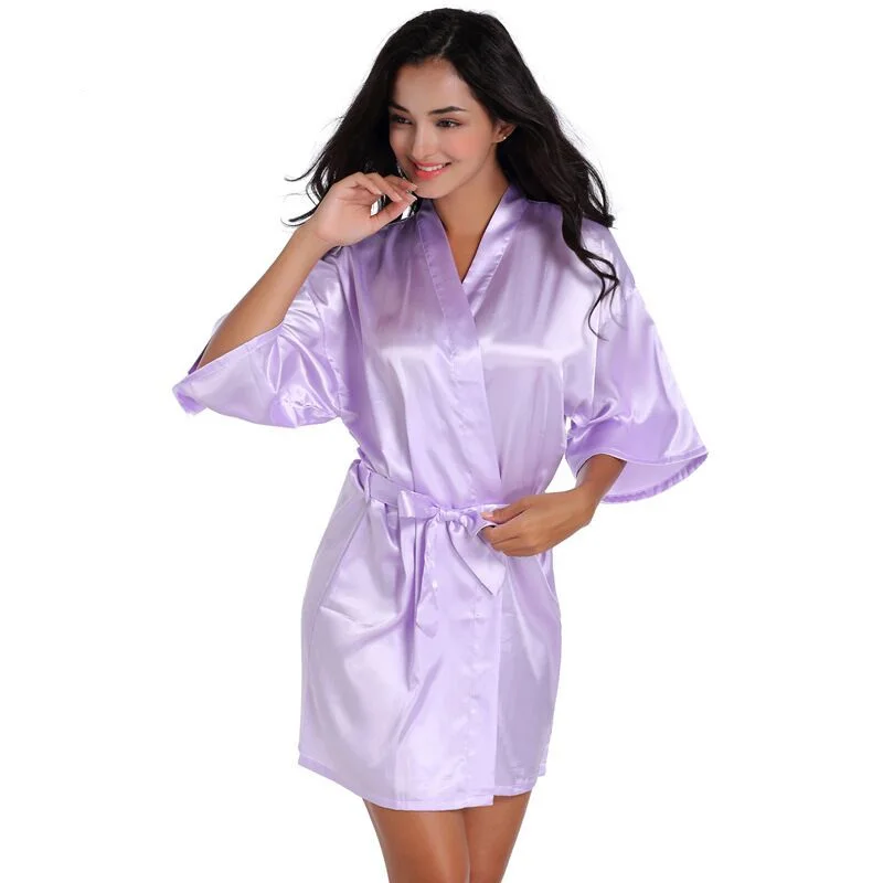 Light Purple Summers Women Short Kimono Robe Bathrobe Sleepwear Faux Silk Bath Gown Nightgown Mujer Pijama Size S M L XL XXL 022
Light Purple Summers Women Short Kimono Robe Bathrobe Sleepwear Faux Silk Bath Gown Nightgown Mujer Pijama Size S M L XL XXL 022