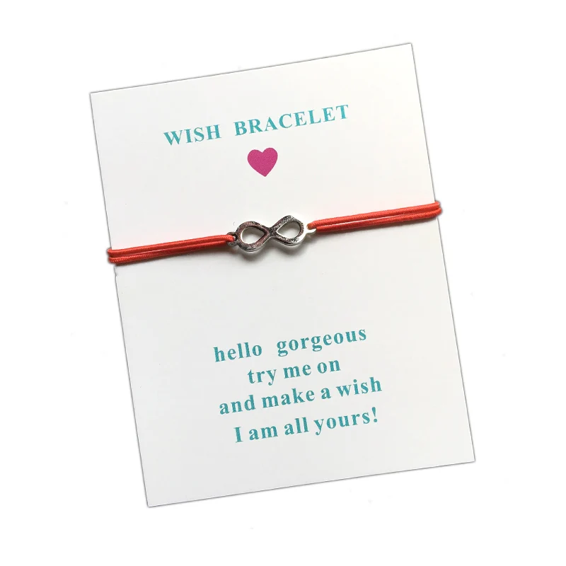 10 шт./лот браслет с надписью «Wish Card» Бесконечность из нержавеющей стали очаровательный регулируемый шнур браслет для мужчин и женщин
10 шт./лот браслет с надписью «Wish Card» Бесконечность из нержавеющей стали очаровательный регулируемый шнур браслет для мужчин и женщин