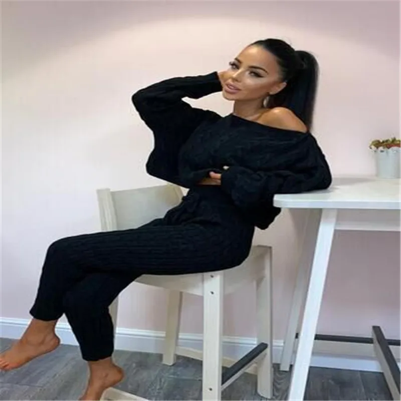 Autumn Winter Twist Knitted 2 Piece Set Women Long Sleeve Pullover Sweater + Split Pants Set Sexy Lady Knitting trousers Suit
Autumn Winter Twist Knitted 2 Piece Set Women Long Sleeve Pullover Sweater + Split Pants Set Sexy Lady Knitting trousers Suit