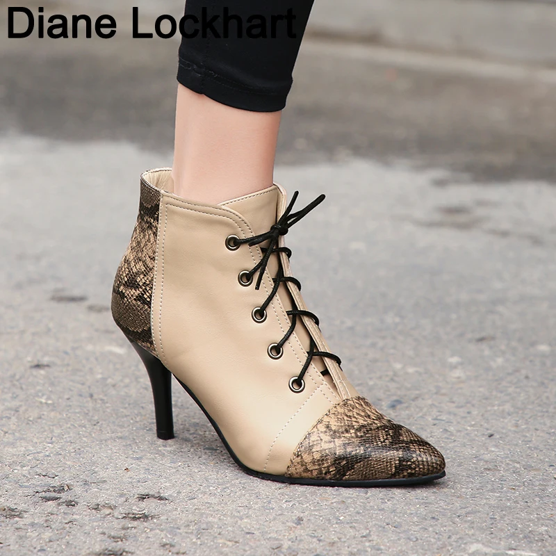 2020 Women Snake print Ankle Boots Lace Up Pointed Toe Pu Leather Thin High Heel All Match Women Fashion Botas Size 31 32 33 46
2020 Women Snake print Ankle Boots Lace Up Pointed Toe Pu Leather Thin High Heel All Match Women Fashion Botas Size 31 32 33 46