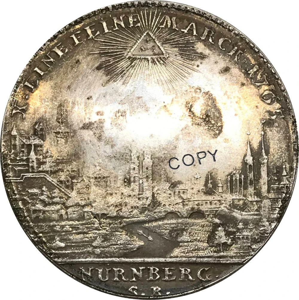 1765 Germany 1 Thaler Free imperial city of Nurnberg Cupronickel Plated Silver Collectibles Copy Coin
1765 Germany 1 Thaler Free imperial city of Nurnberg Cupronickel Plated Silver Collectibles Copy Coin
