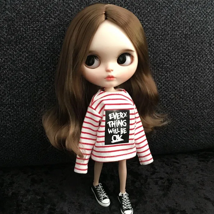 T02-X351 Best gift girl Blyth Doll clothes 30cm 1/6 dolls Azone Accessories clothes handmade Striped letter t-shirt 1pcs
T02-X351 Best gift girl Blyth Doll clothes 30cm 1/6 dolls Azone Accessories clothes handmade Striped letter t-shirt 1pcs