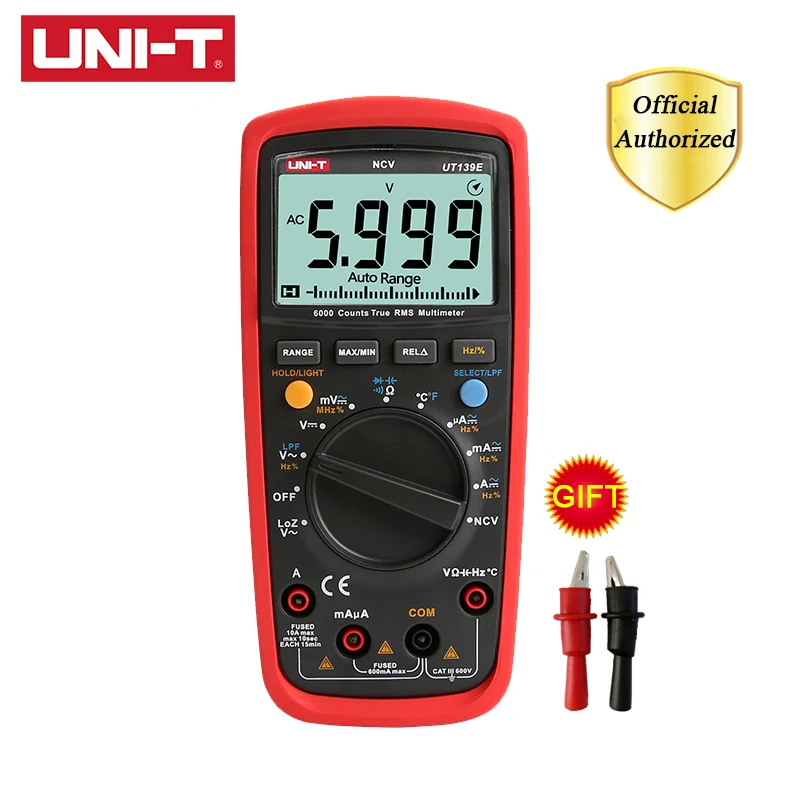 Цифровой мультиметр UNI-T UT139E, постоянный ток, переменный ток, 1000 В, датчик температуры с автоматическим выбором диапазона, проходной фильтр LPF, функция LoZ (Вход низкого импеданса)
Цифровой мультиметр UNI-T UT139E, постоянный ток, переменный ток, 1000 В, датчик температуры с автоматическим выбором диапазона, проходной фильтр LPF, функция LoZ (Вход низкого импеданса)