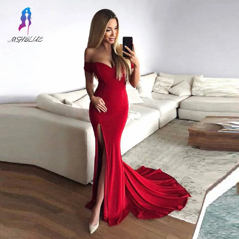 Off the Shoulder Red Long Prom Dresses Knitting Formal Women Gowns Vestidos MSHBLUE 2019
Off the Shoulder Red Long Prom Dresses Knitting Formal Women Gowns Vestidos MSHBLUE 2019