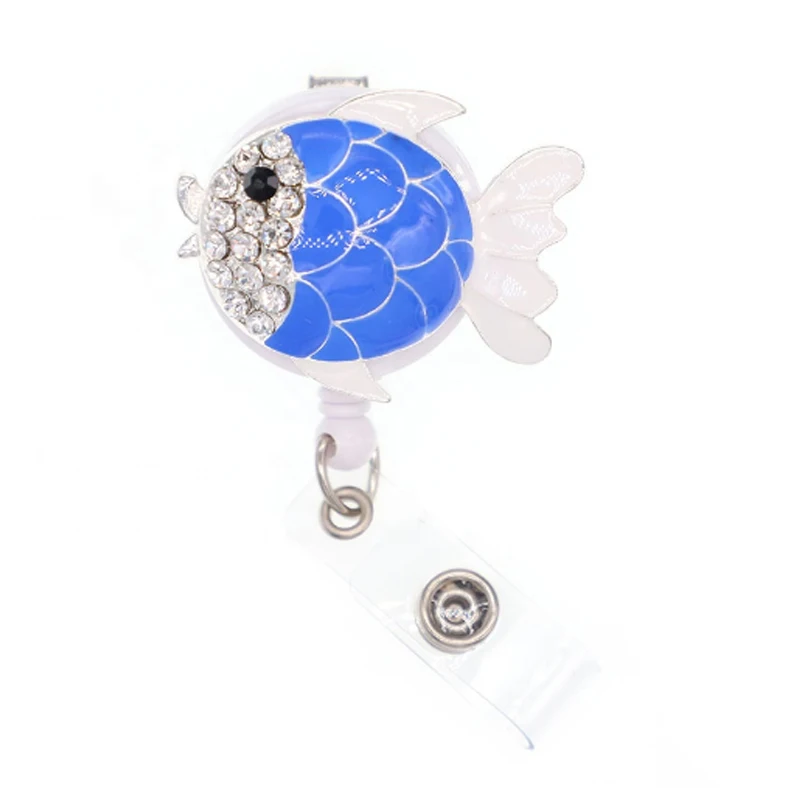 New Design Enamel Rhinestone Fish Shape Brooch Rhinestone Retractable Animal ID Badge Reel Holder
New Design Enamel Rhinestone Fish Shape Brooch Rhinestone Retractable Animal ID Badge Reel Holder