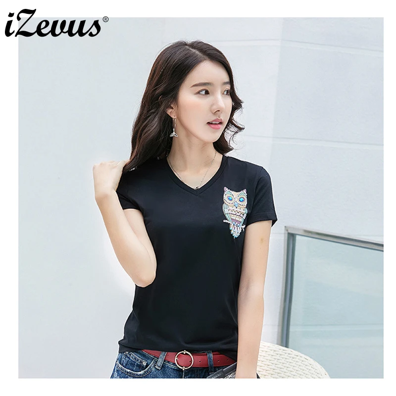 T shirt V neck Women Tops Beading Diamond Sequins Animal Top Short Sleeve O-Neck Casual T Shirt Women 2019 Summer Leisure Tshirt
T shirt V neck Women Tops Beading Diamond Sequins Animal Top Short Sleeve O-Neck Casual T Shirt Women 2019 Summer Leisure Tshirt