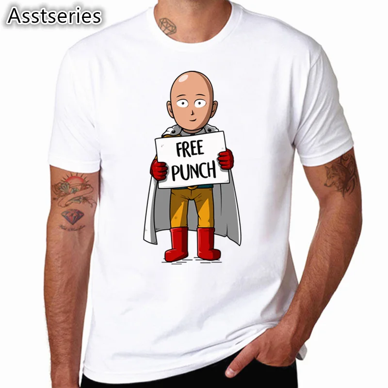 Герой Сайтама One Punch Man Oppai Забавные футболки Летние с короткими рукавами О