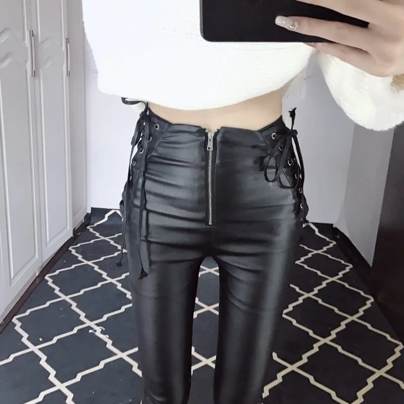 2019 new pants women high street Bandage collect waist skinny basic solid PU pants zipper in leg open pantalon femme plus size
2019 new pants women high street Bandage collect waist skinny basic solid PU pants zipper in leg open pantalon femme plus size