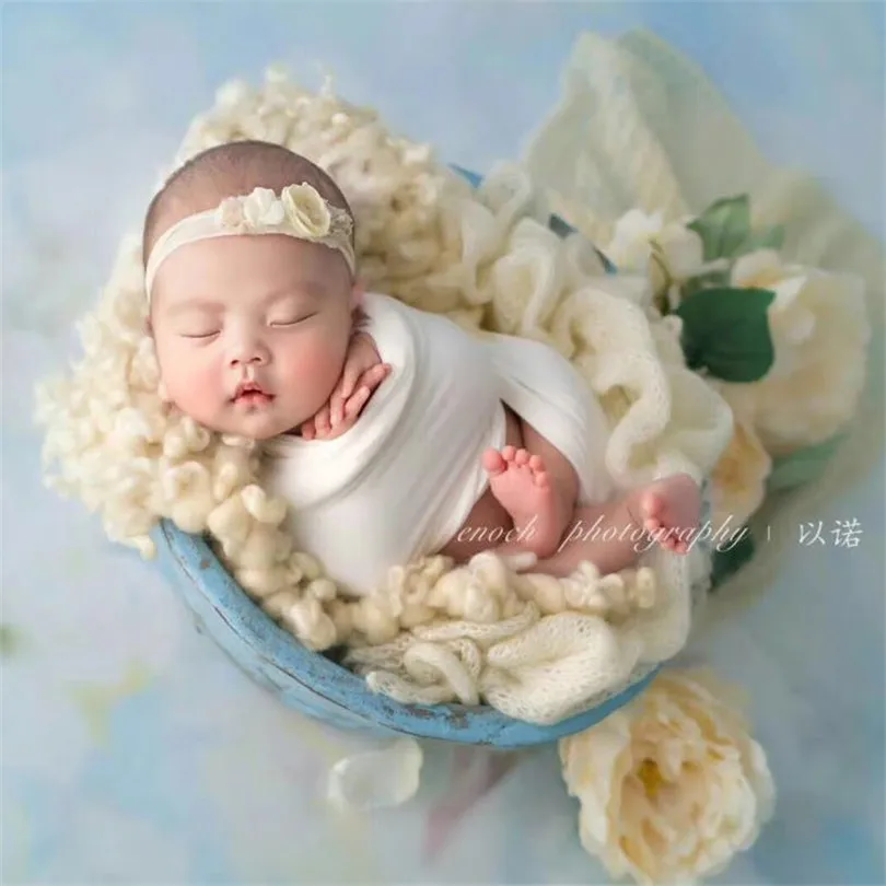 Фото Вязаная Шерстяная накидка для малышей Короткое одеяло новорожденных шерстяной