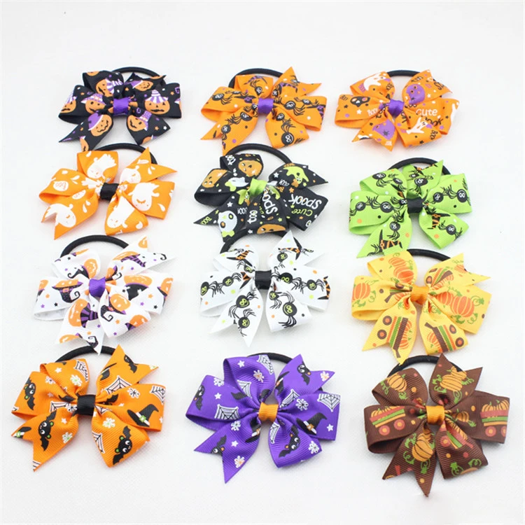 10Pcs Halloween Pumpkin Bat Ghost Cartoon Print Ribbon Bow Kid Hair Rope Girls Elastic Hair Bands Children Hair accessories
10Pcs Halloween Pumpkin Bat Ghost Cartoon Print Ribbon Bow Kid Hair Rope Girls Elastic Hair Bands Children Hair accessories