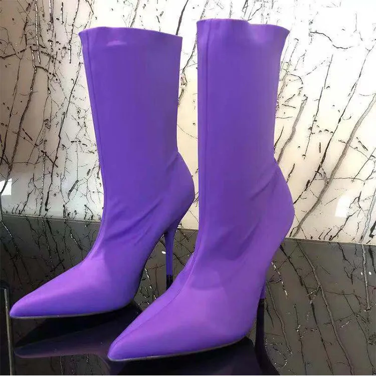 Factory price high quality sock designer sock boots women thin heeled pointed purple black sexy party bota for winter spring
Factory price high quality sock designer sock boots women thin heeled pointed purple black sexy party bota for winter spring