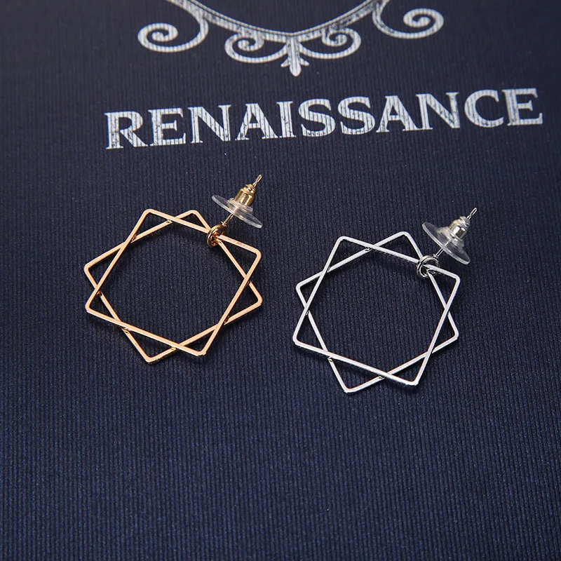 Double Hollow Thin Band Metallic Square Drop Earrings Women Geometric Dangle Earrings
Double Hollow Thin Band Metallic Square Drop Earrings Women Geometric Dangle Earrings