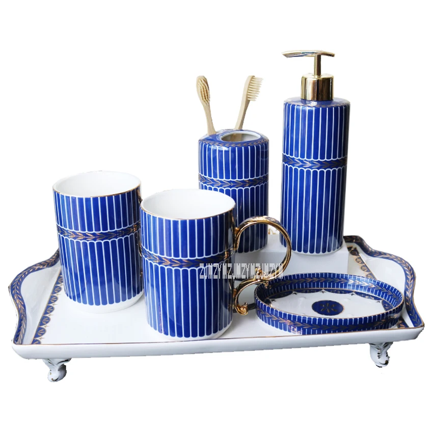 Wedding Gift Ceramic Bathroom Set Modern Simple Washing Suit Six-Piece Kit Lotion Bottle/Toothbrush Cup/Tooth Mug/Soap Dish/Tray
Wedding Gift Ceramic Bathroom Set Modern Simple Washing Suit Six-Piece Kit Lotion Bottle/Toothbrush Cup/Tooth Mug/Soap Dish/Tray